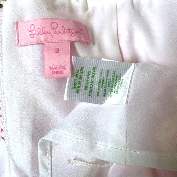 LILLY PULITZER KAILEY PINK & WHITE FLORAL CHIFFON HALTER DRESS SIZE 2 ROSY POSIE - Picture 13 of 14
